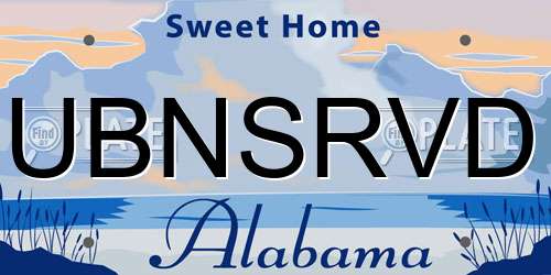 UBNSRVD Alabama License Plate