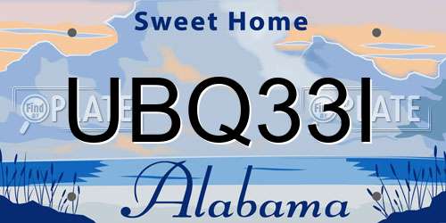 UBQ33I Alabama License Plate