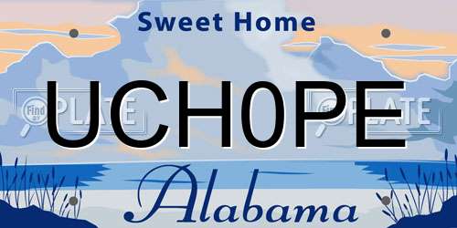 UCH0PE Alabama License Plate