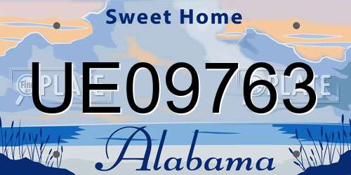 UE09763 Alabama License Plate