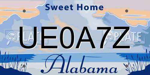 UE0A7Z Alabama License Plate