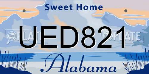 UED821 Alabama License Plate