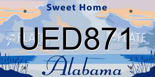UED871 Alabama License Plate