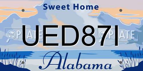 UED87I Alabama License Plate