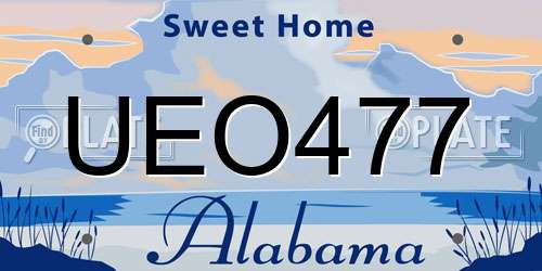 UEO477 Alabama License Plate