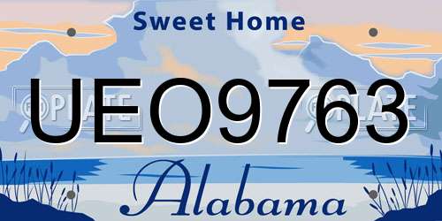 UEO9763 Alabama License Plate