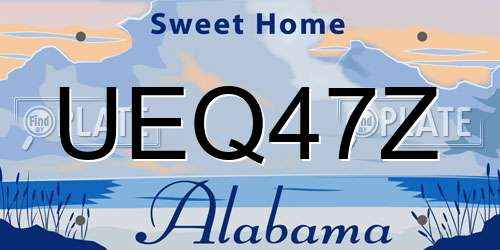 UEQ47Z Alabama License Plate