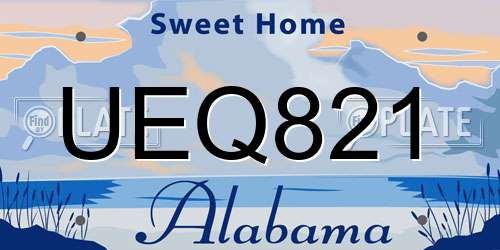 UEQ821 Alabama License Plate
