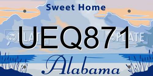 UEQ871 Alabama License Plate
