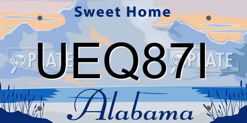 UEQ87I Alabama License Plate