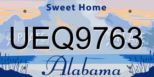 UEQ9763 Alabama License Plate