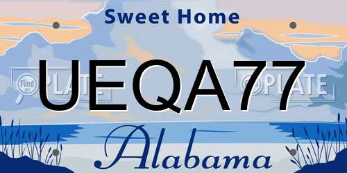 UEQA77 Alabama License Plate