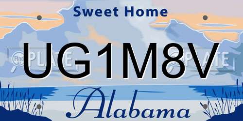UG1M8V Alabama License Plate
