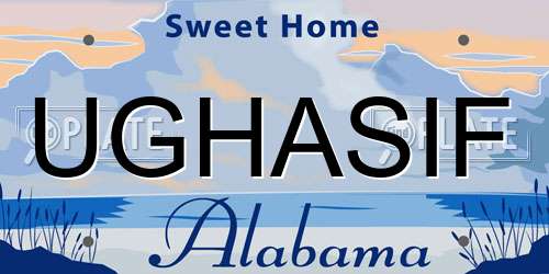 UGHASIF Alabama License Plate
