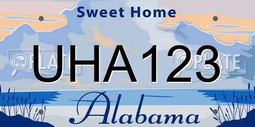 UHA123 Alabama License Plate