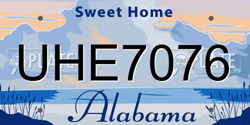 UHE7076 Alabama License Plate