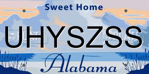 UHYSZSS Alabama License Plate