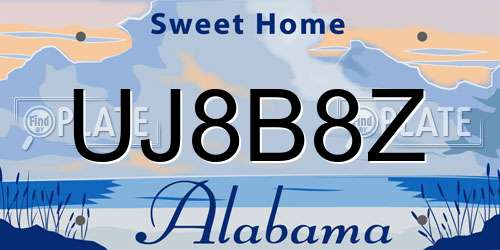 UJ8B8Z Alabama License Plate