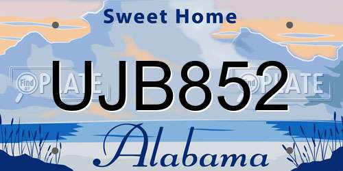 UJB852 Alabama License Plate