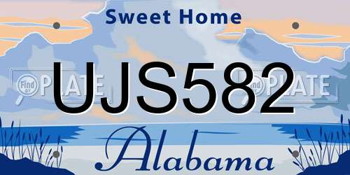 UJS582 Alabama License Plate