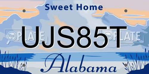 UJS85T Alabama License Plate