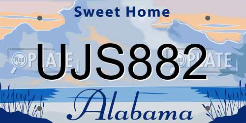 UJS882 Alabama License Plate