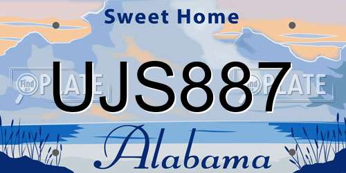 UJS887 Alabama License Plate