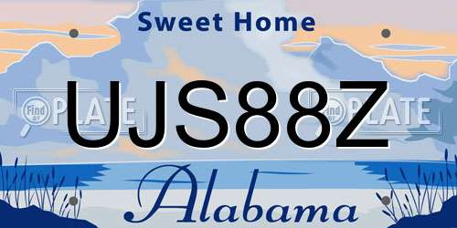 UJS88Z Alabama License Plate