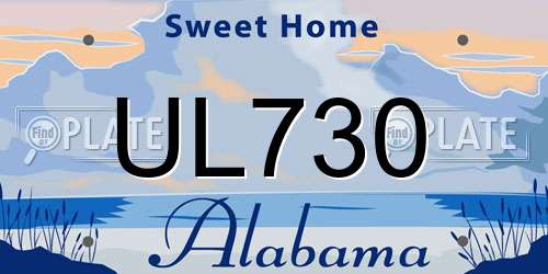 UL730 Alabama License Plate