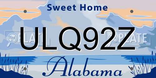 ULQ92Z Alabama License Plate