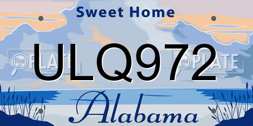 ULQ972 Alabama License Plate