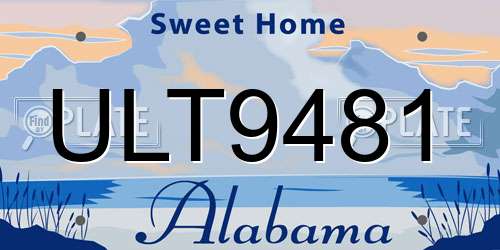 ULT9481 Alabama License Plate