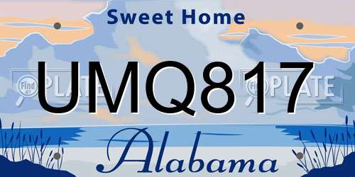 UMQ817 Alabama License Plate