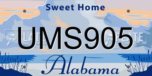 UMS905 Alabama License Plate