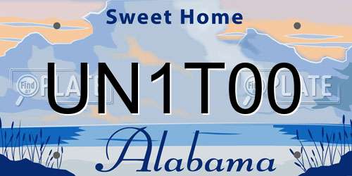 UN1T00 Alabama License Plate