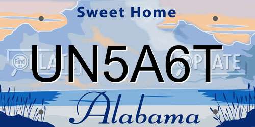 UN5A6T Alabama License Plate