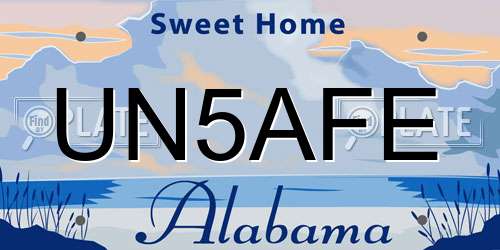 UN5AFE Alabama License Plate