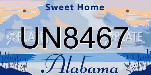UN8467 Alabama License Plate