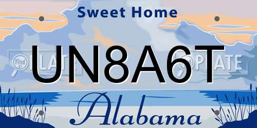 UN8A6T Alabama License Plate