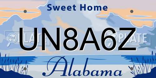 UN8A6Z Alabama License Plate