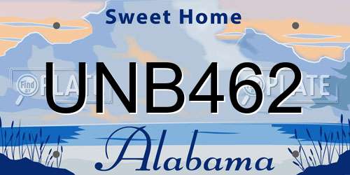 UNB462 Alabama License Plate