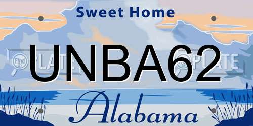 UNBA62 Alabama License Plate