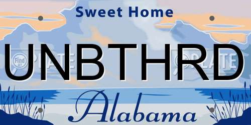 UNBTHRD Alabama License Plate