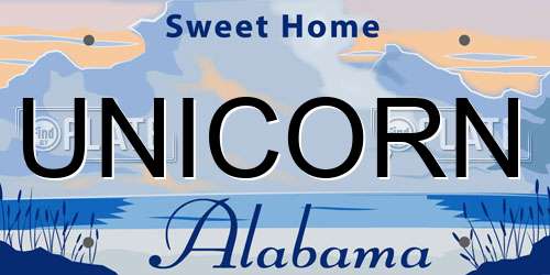UNICORN Alabama License Plate