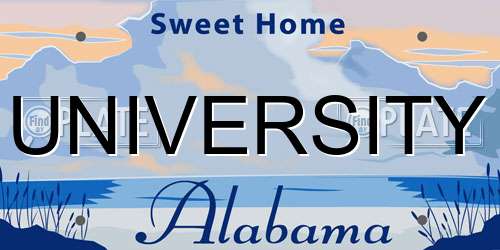 UNIVERSITY Alabama License Plate