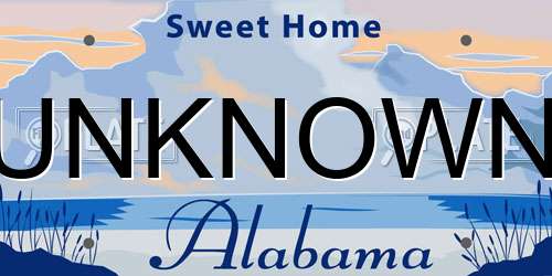 UNKNOWN Alabama License Plate