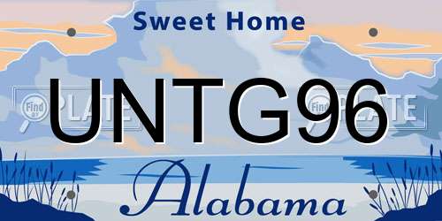 UNTG96 Alabama License Plate