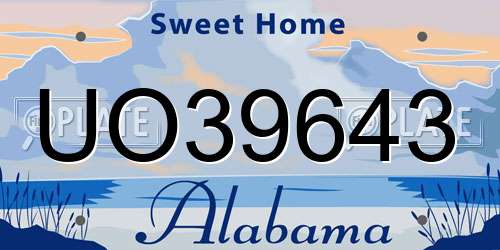 UO39643 Alabama License Plate