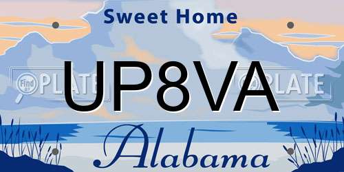 UP8VA Alabama License Plate
