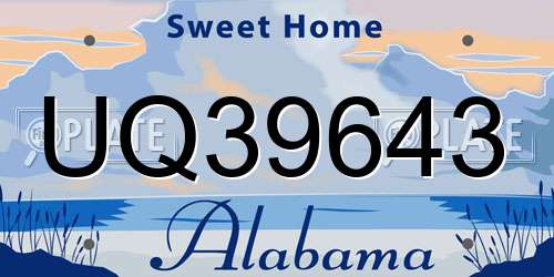 UQ39643 Alabama License Plate